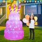 GOOSH 5.5 FT Birthday Inflatables Cake with Candle Happy Birthday with Colorful Rotating LED Lights (Pink)